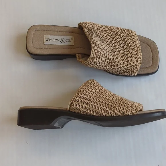 Wesley & Co. Neutral Slide Summer Sandal 6 Tan Brown - Picture 2 of 15